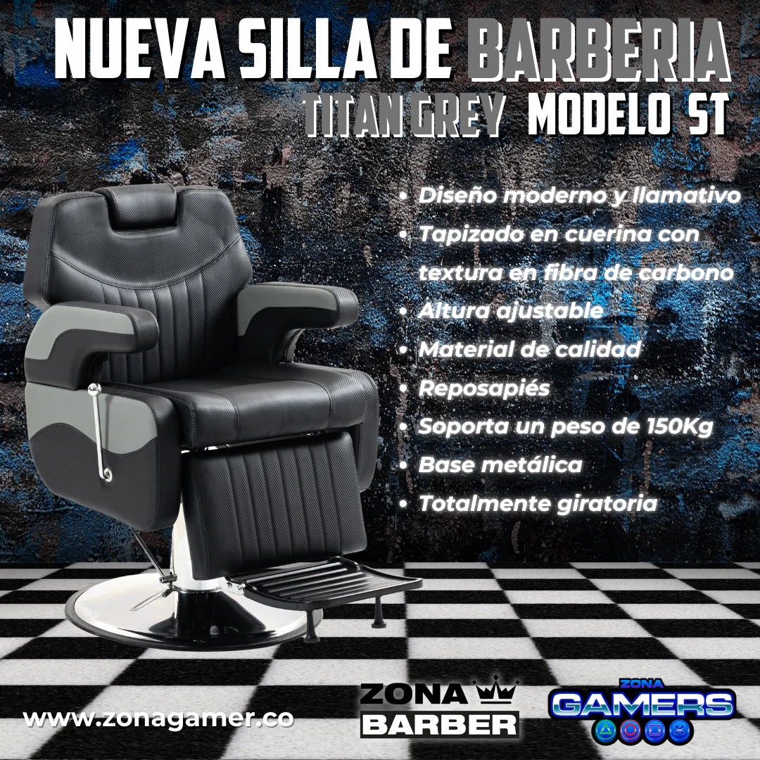 Silla de Barberia ST- Titan Grey