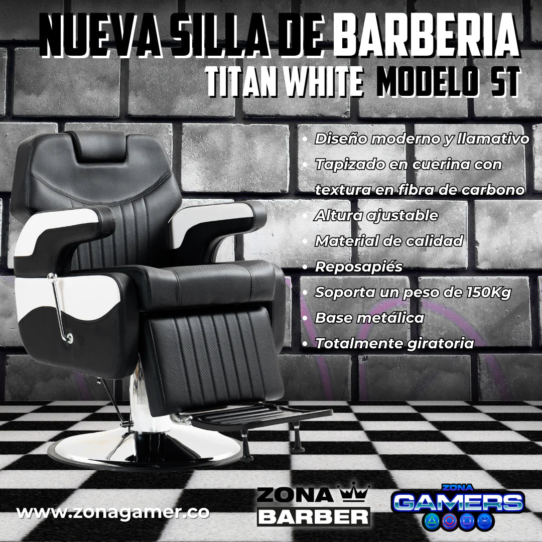 Silla de Barberia ST- Titan White