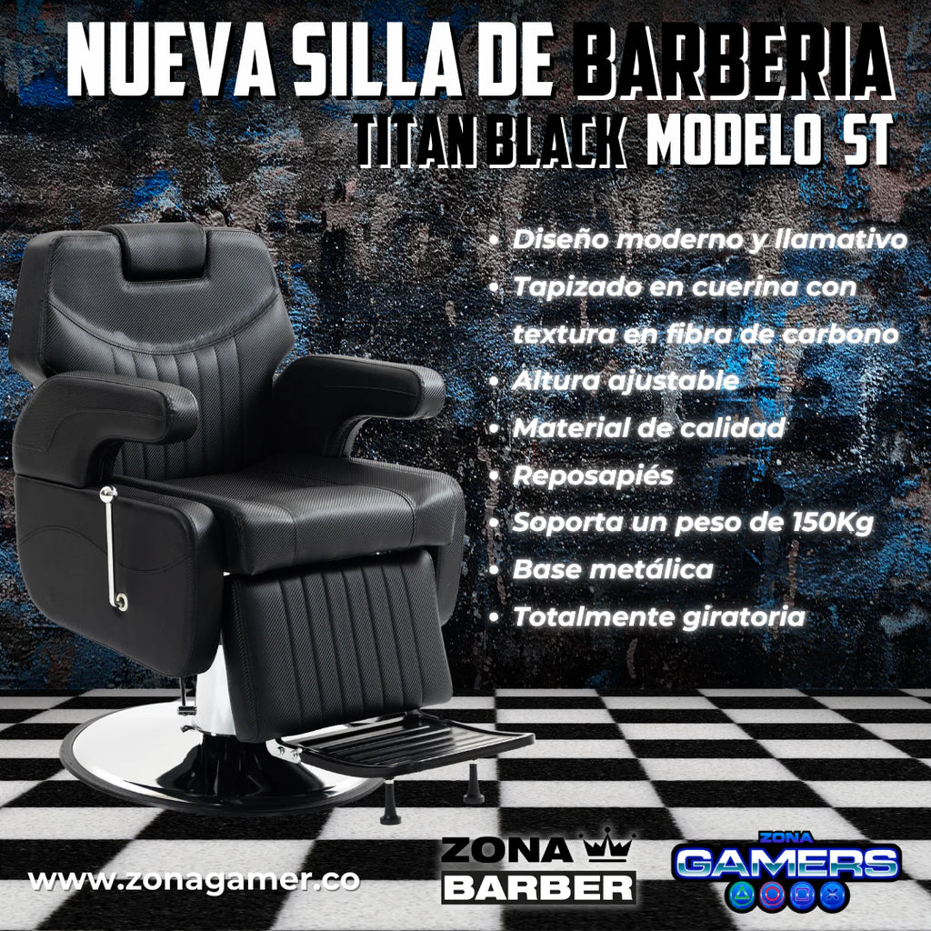 Silla de Barberia ST- Titan Black