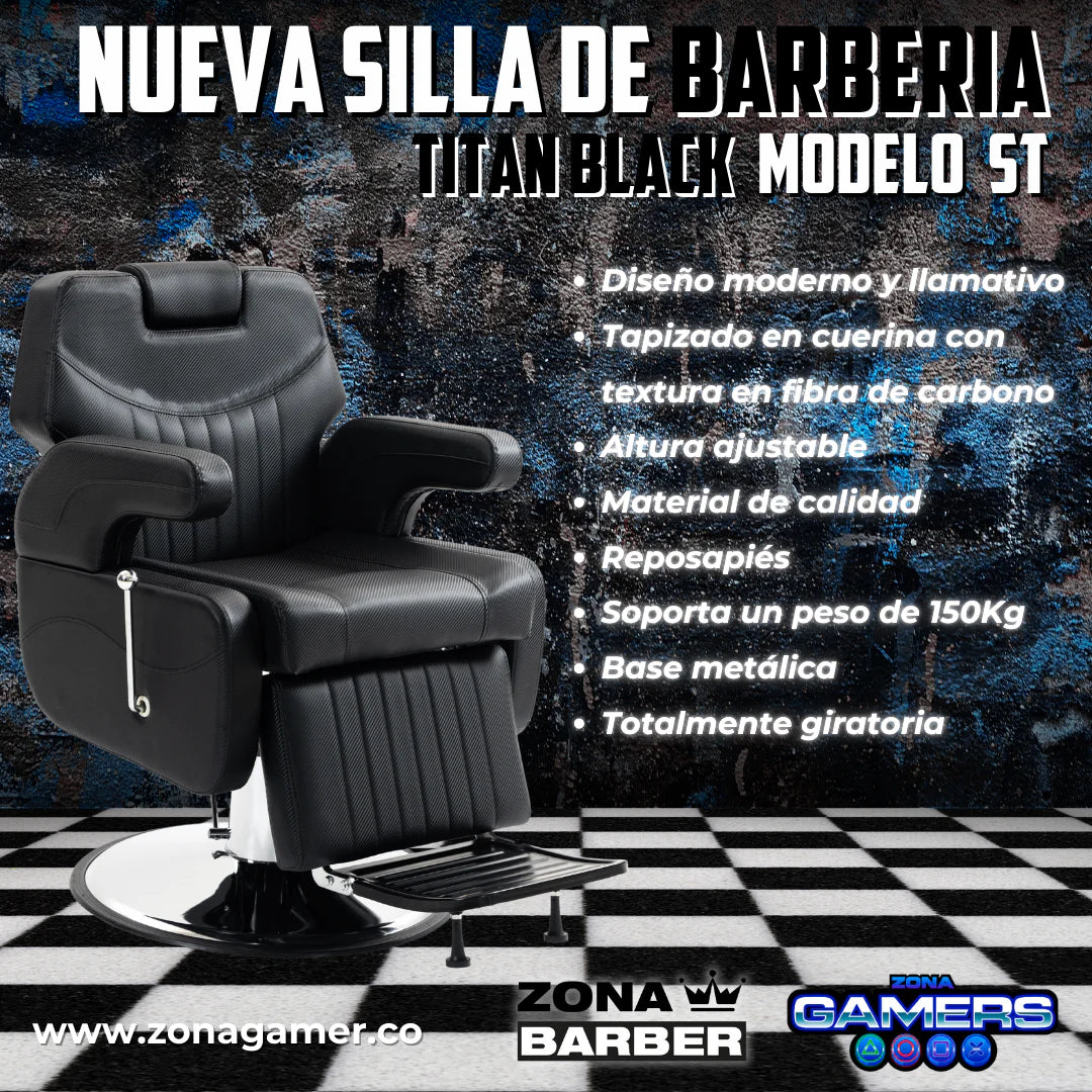 Silla de Barberia ST- Titan Black